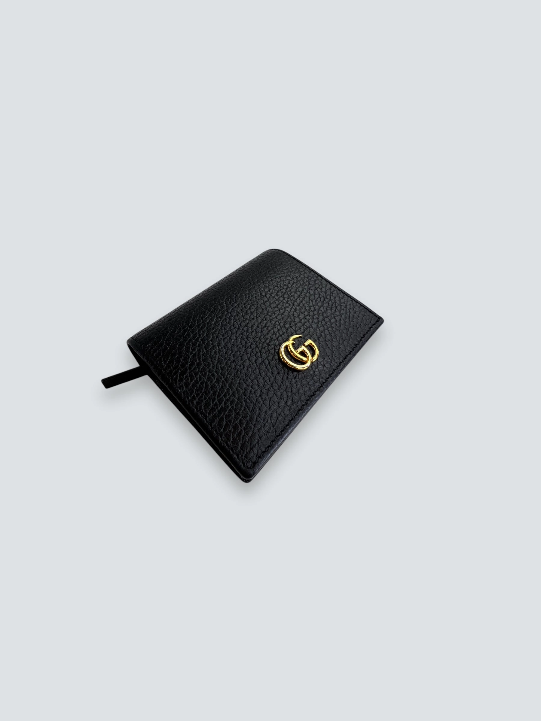 Gucci Black Leather GG Marmont Card Case Wallet