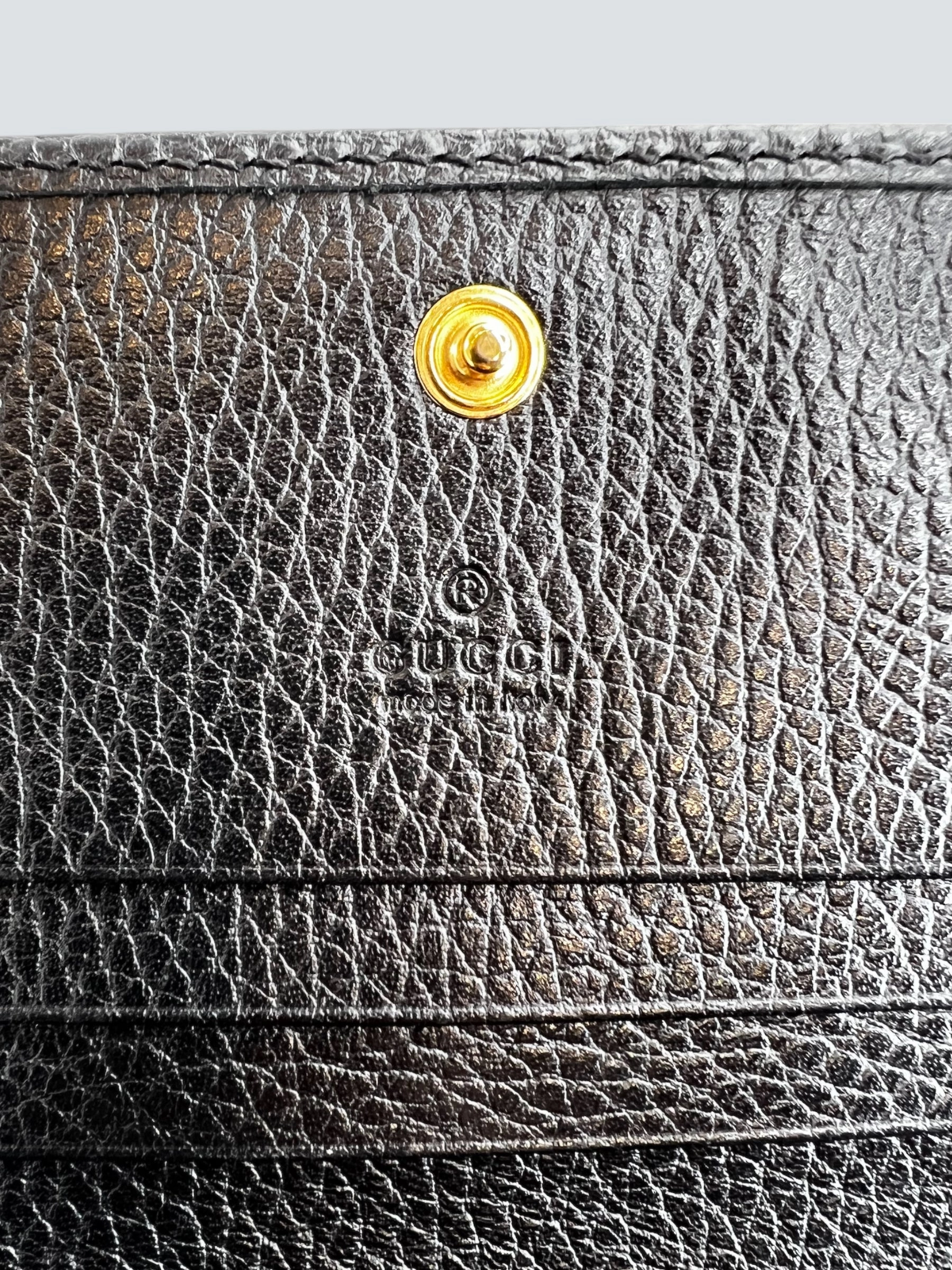 Gucci Black Leather GG Marmont Card Case Wallet