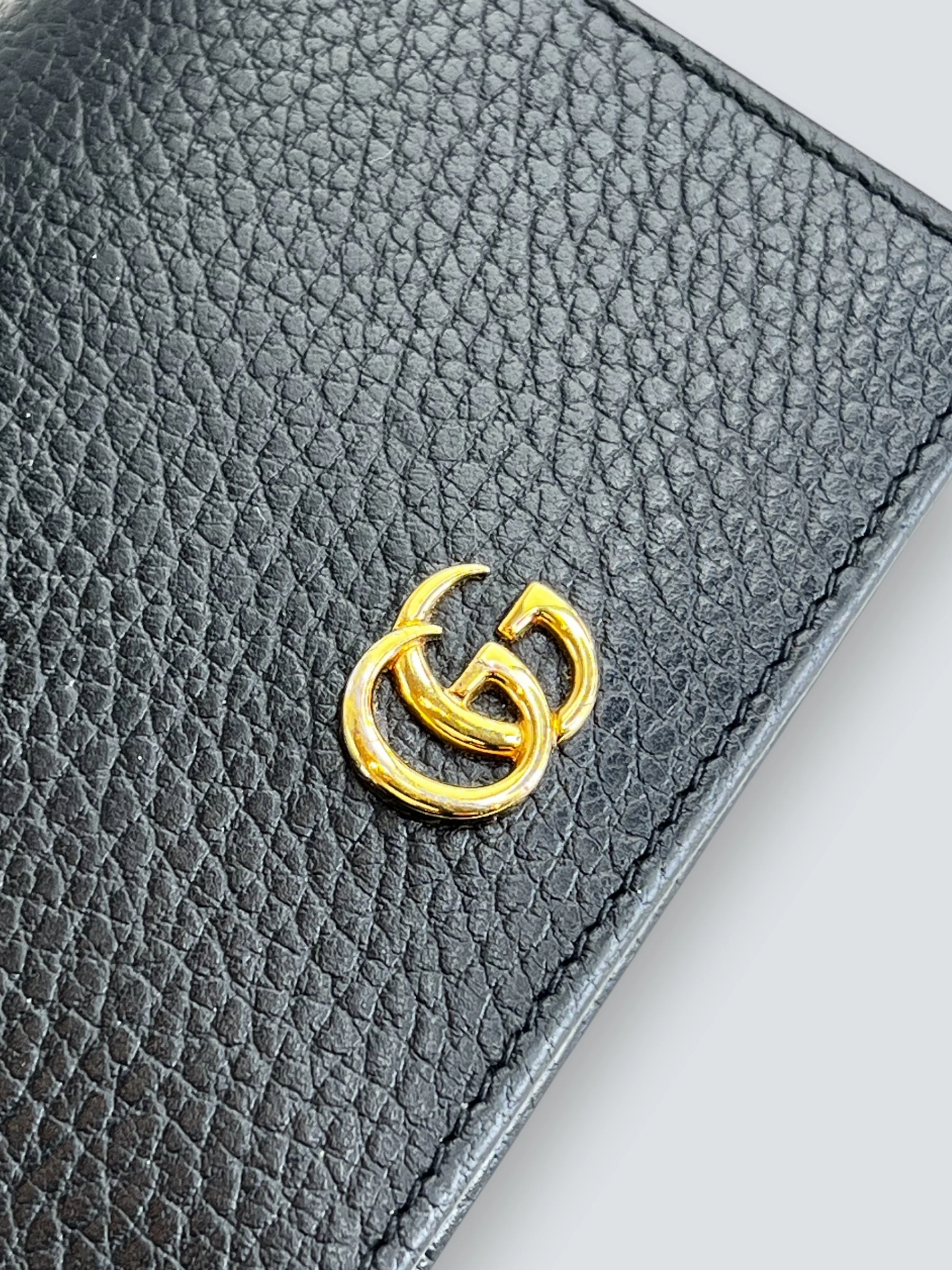 Gucci Black Leather GG Marmont Card Case Wallet