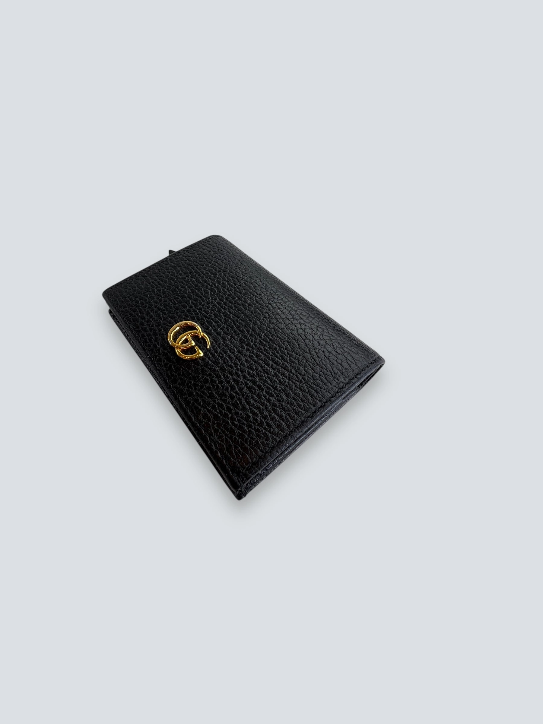 Gucci Black Leather GG Marmont Card Case Wallet