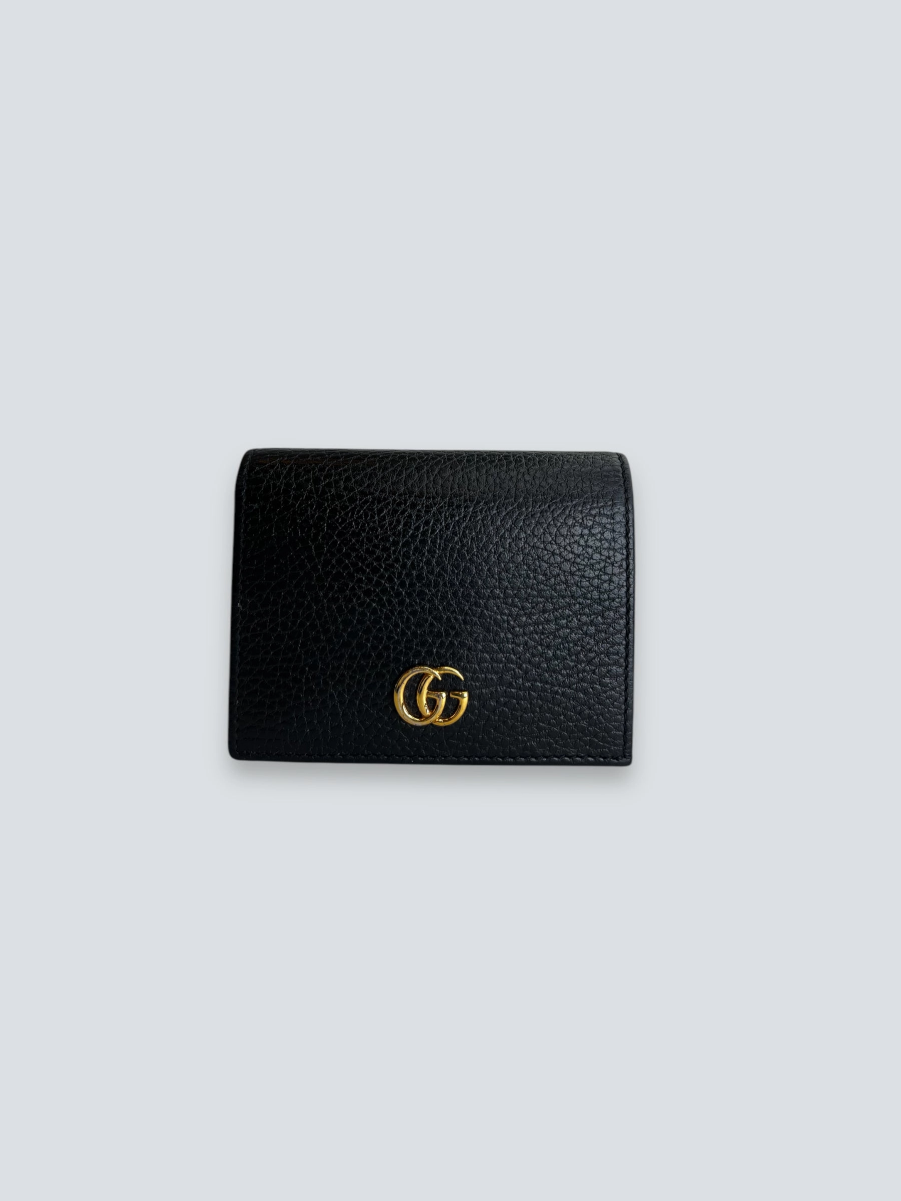 Gucci Black Leather GG Marmont Card Case Wallet