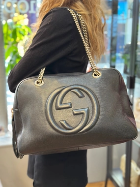 Gucci Black Leather Soho Tote