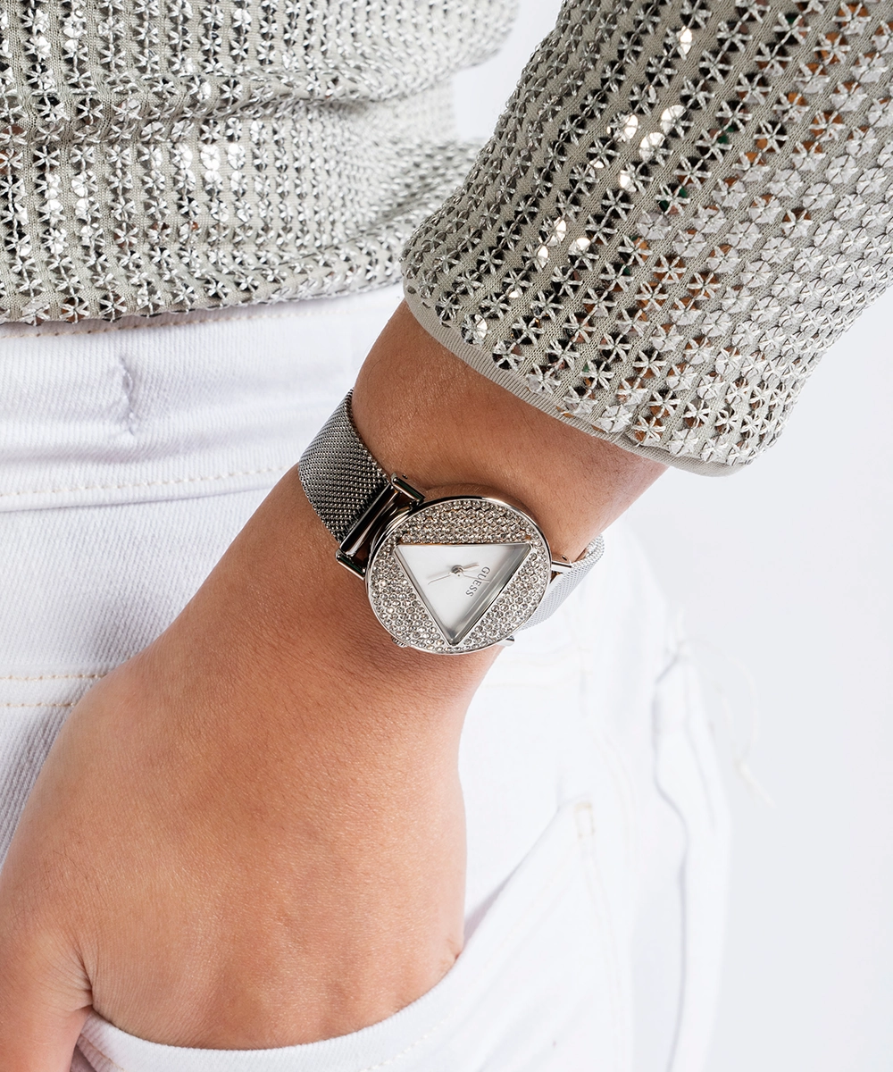 GUESS Ladies Silver Tone Analog Watch