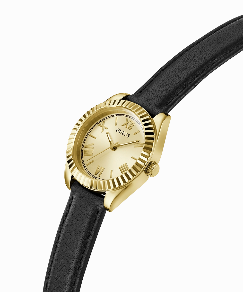 GUESS Mini Luna Ladies Black Gold Tone Analog Watch