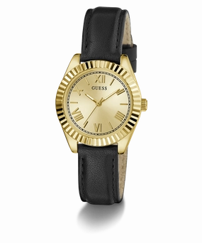 GUESS Mini Luna Ladies Black Gold Tone Analog Watch