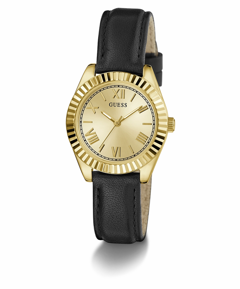GUESS Mini Luna Ladies Black Gold Tone Analog Watch