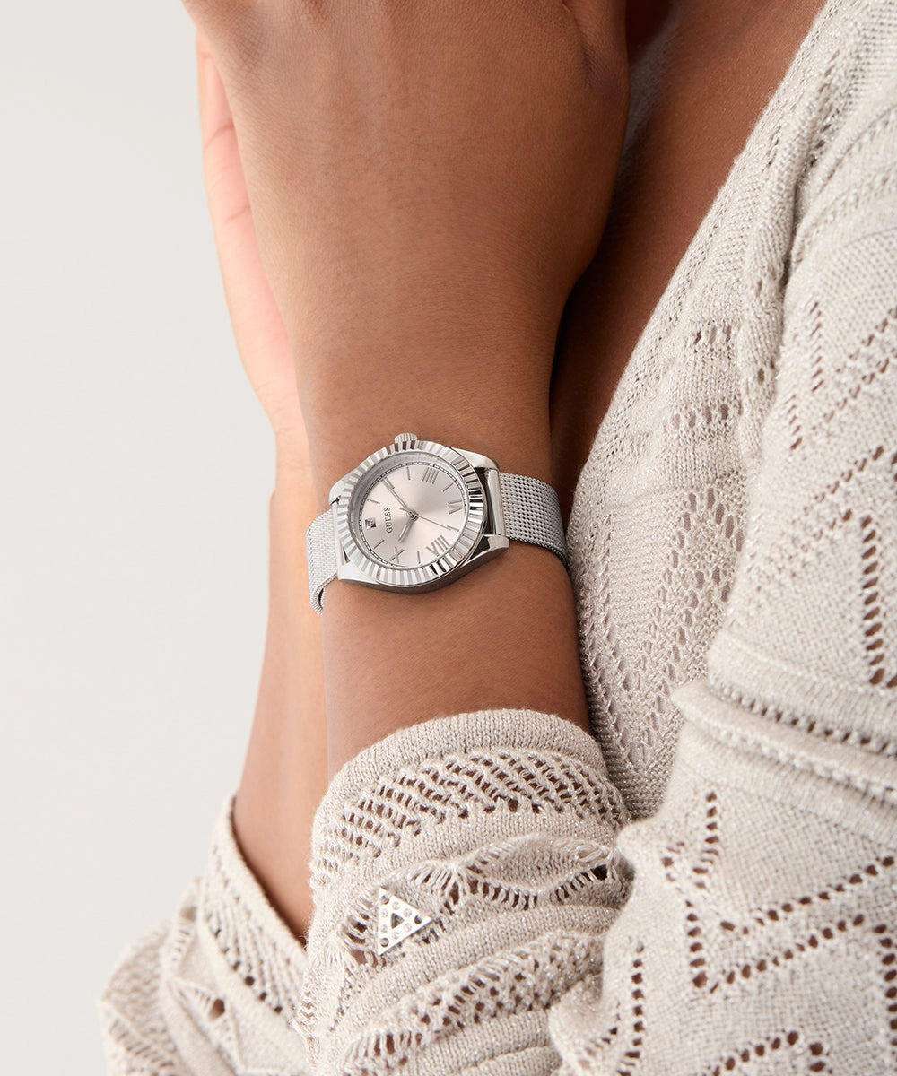 GUESS Mini Luna Ladies Silver Tone Analog Watch
