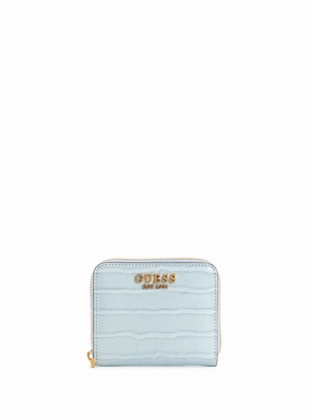 Ice Blue Laurel Croco Small Wallet