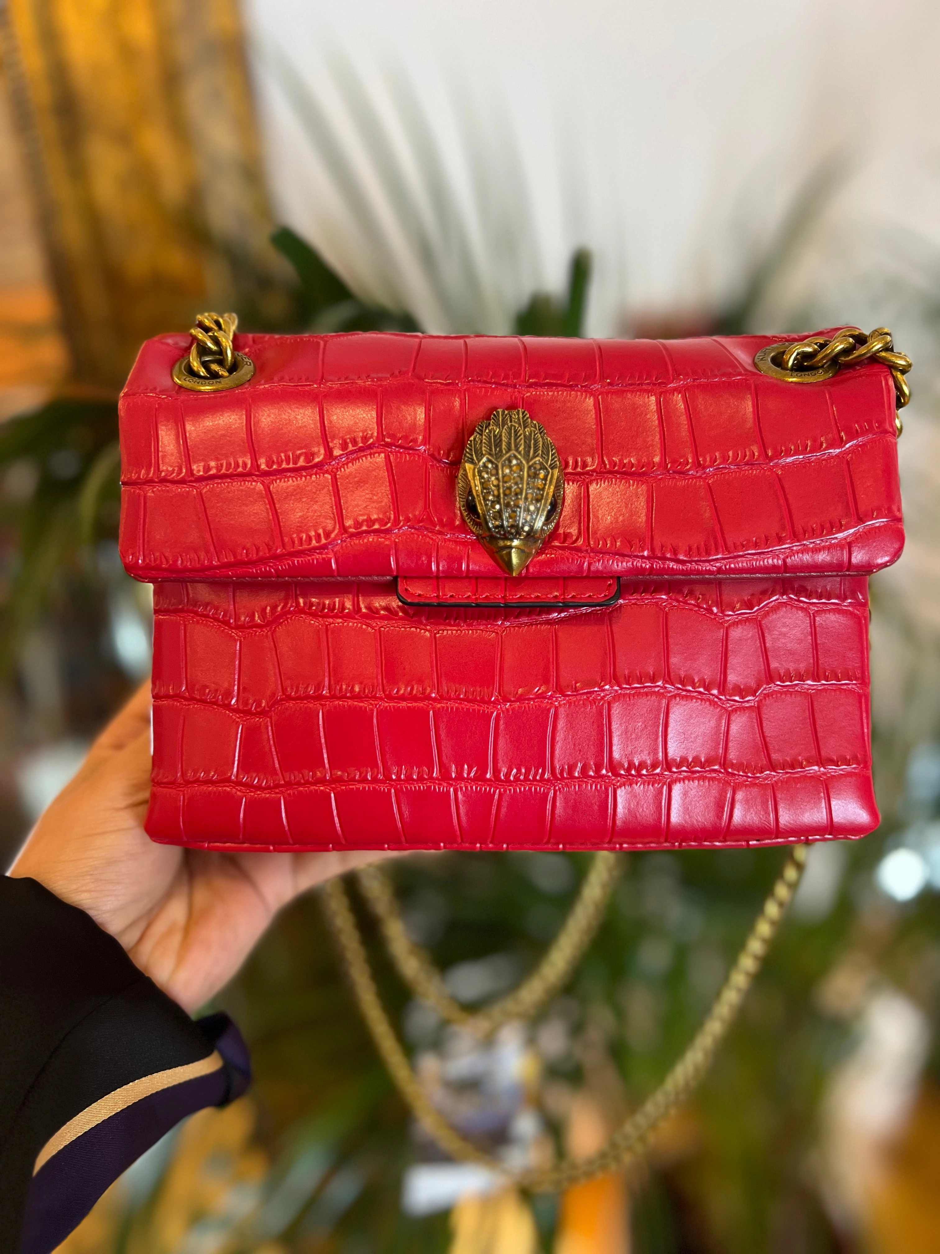 Kurt Geiger Red Croc Effect Leather Mini Kensington Crossbody