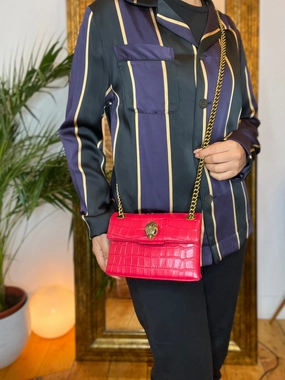 Kurt Geiger Red Croc Effect Leather Mini Kensington Crossbody