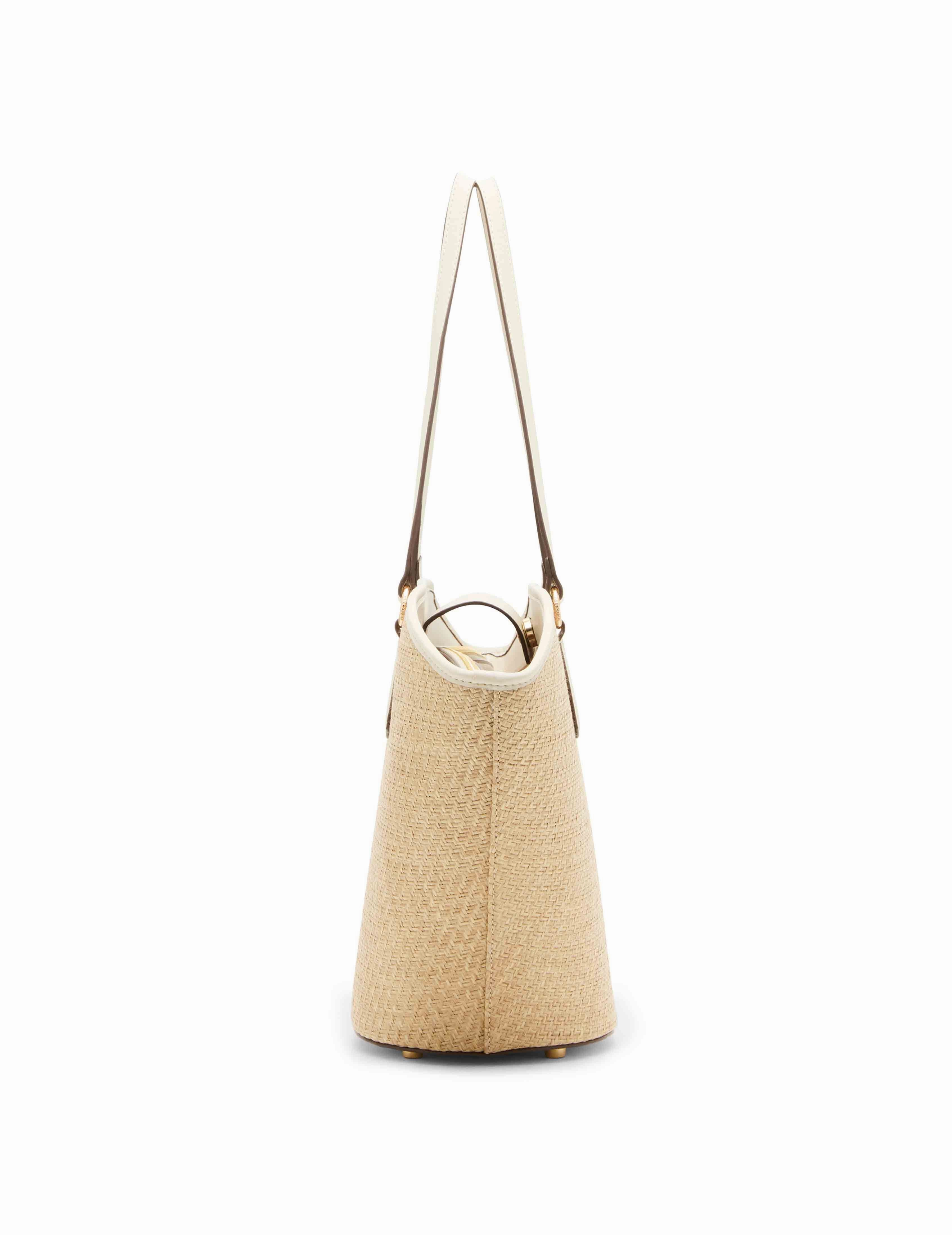Large Straw Curved Tote with Coin Pouch