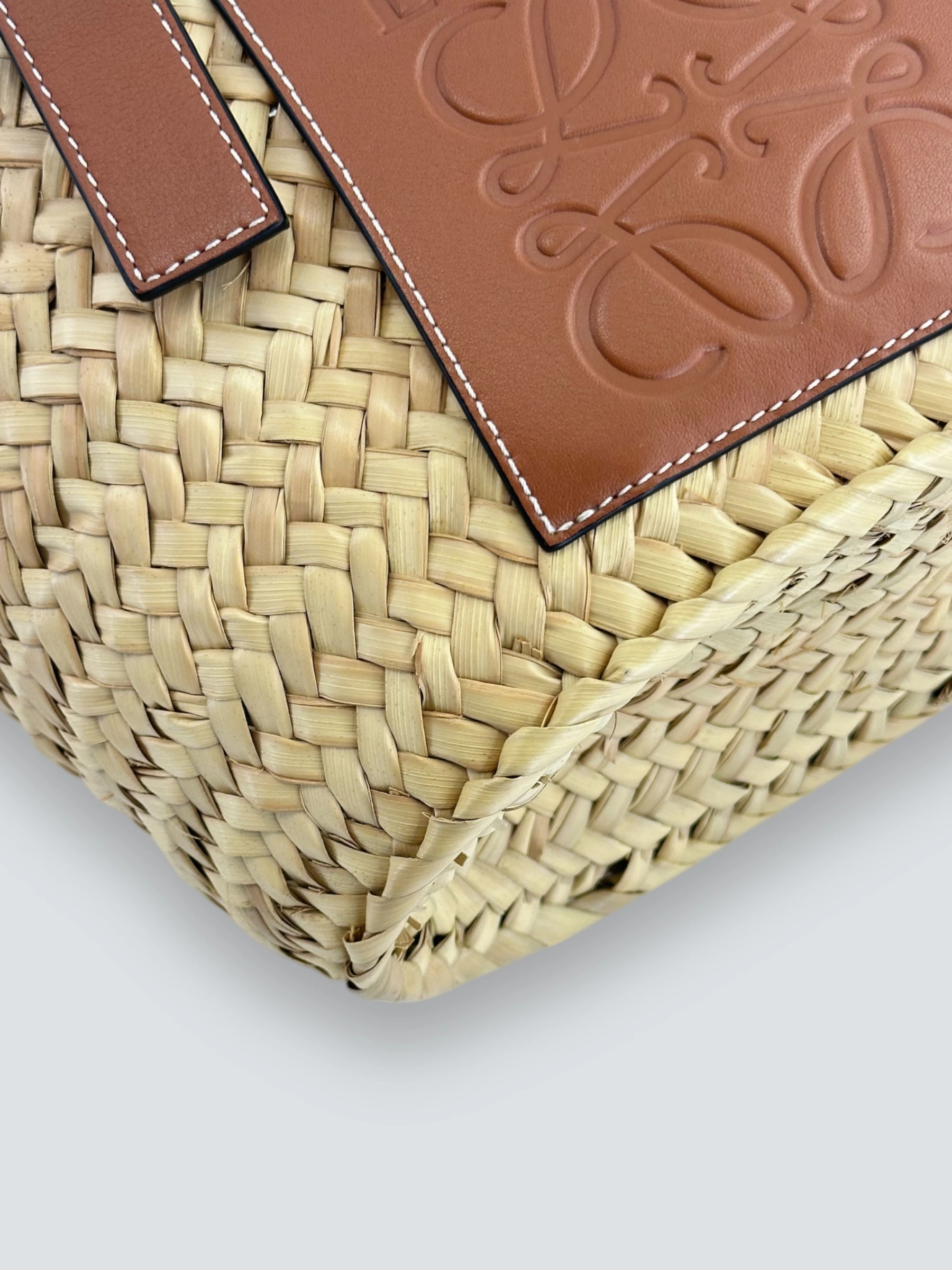 Loewe Straw & Brown Leather Basket Tote