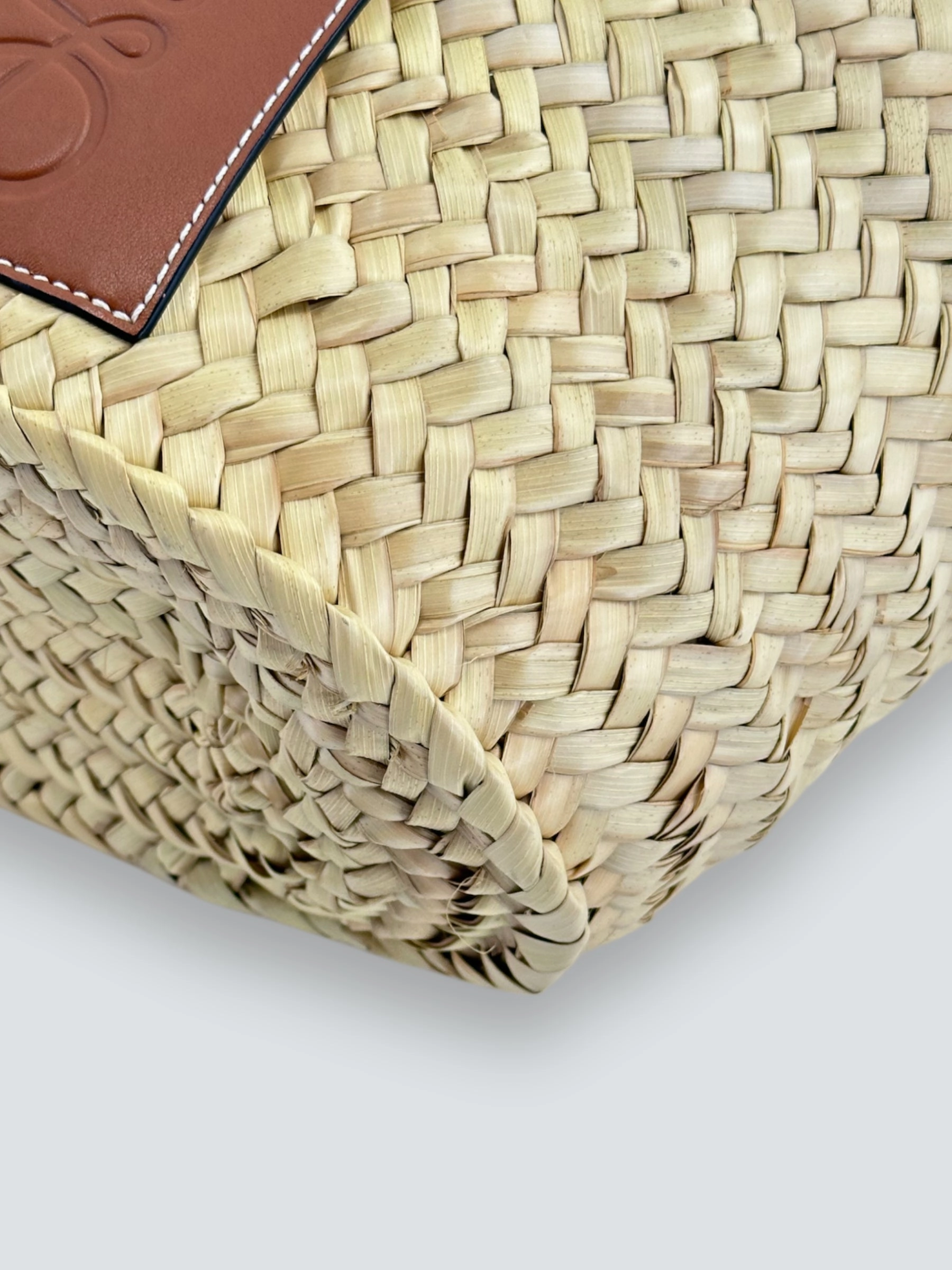 Loewe Straw & Brown Leather Basket Tote