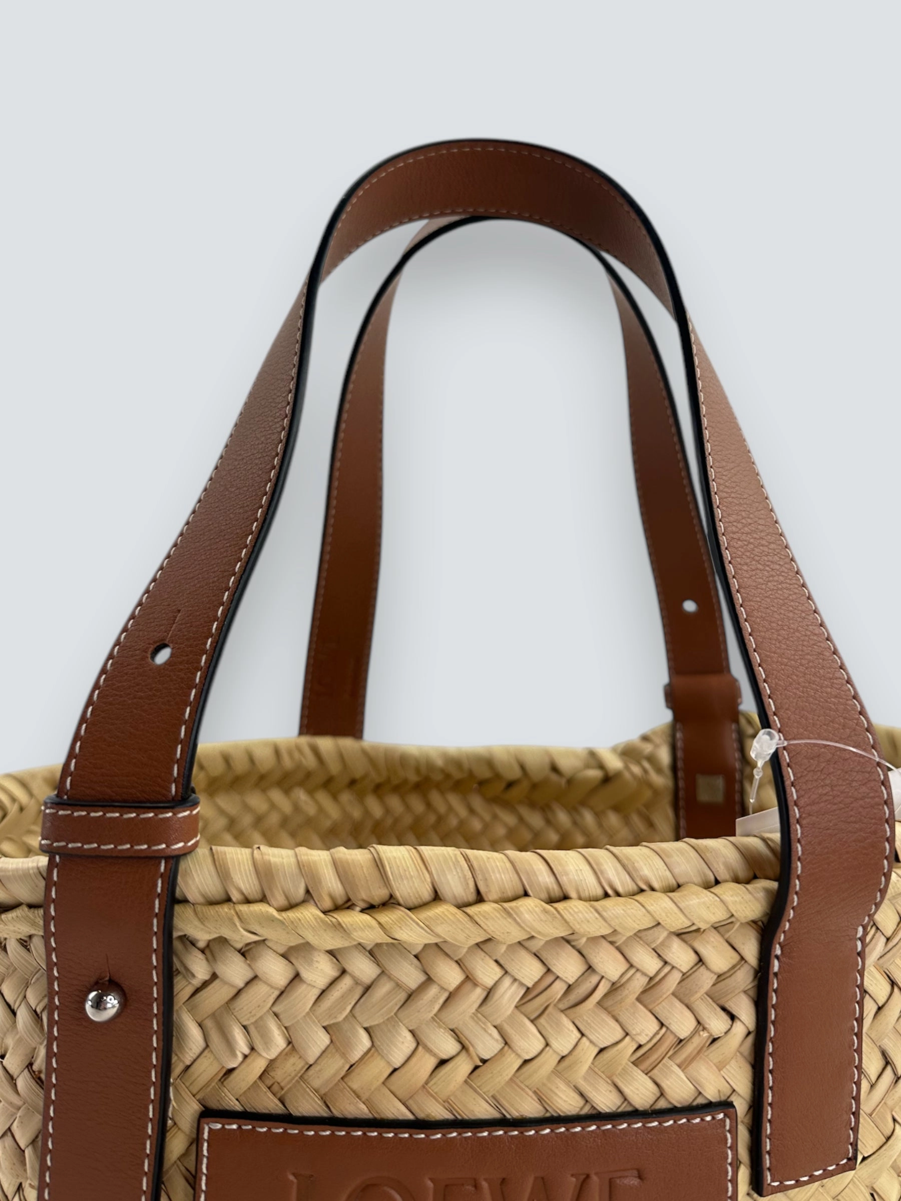 Loewe Straw & Brown Leather Basket Tote