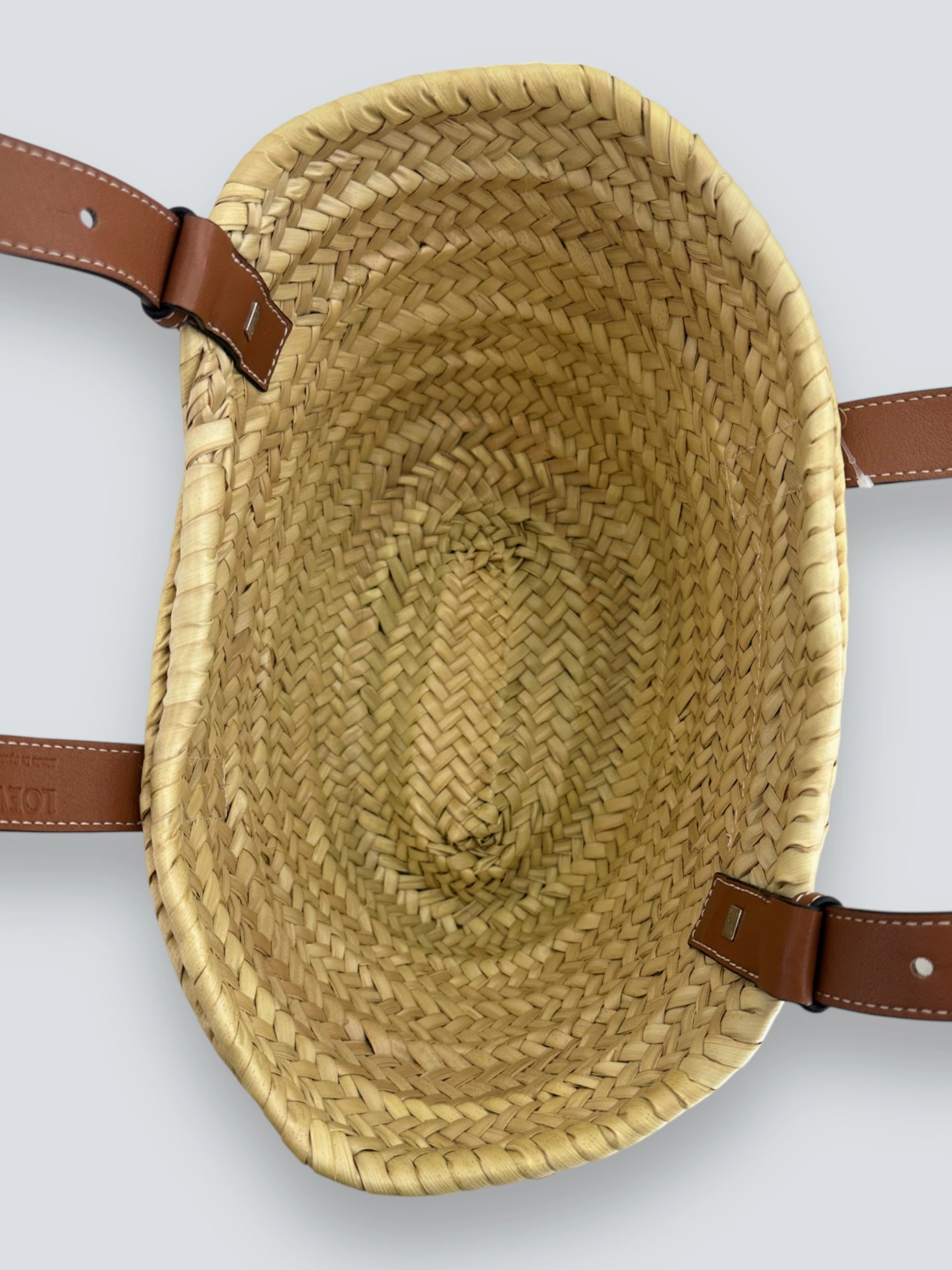 Loewe Straw & Brown Leather Basket Tote