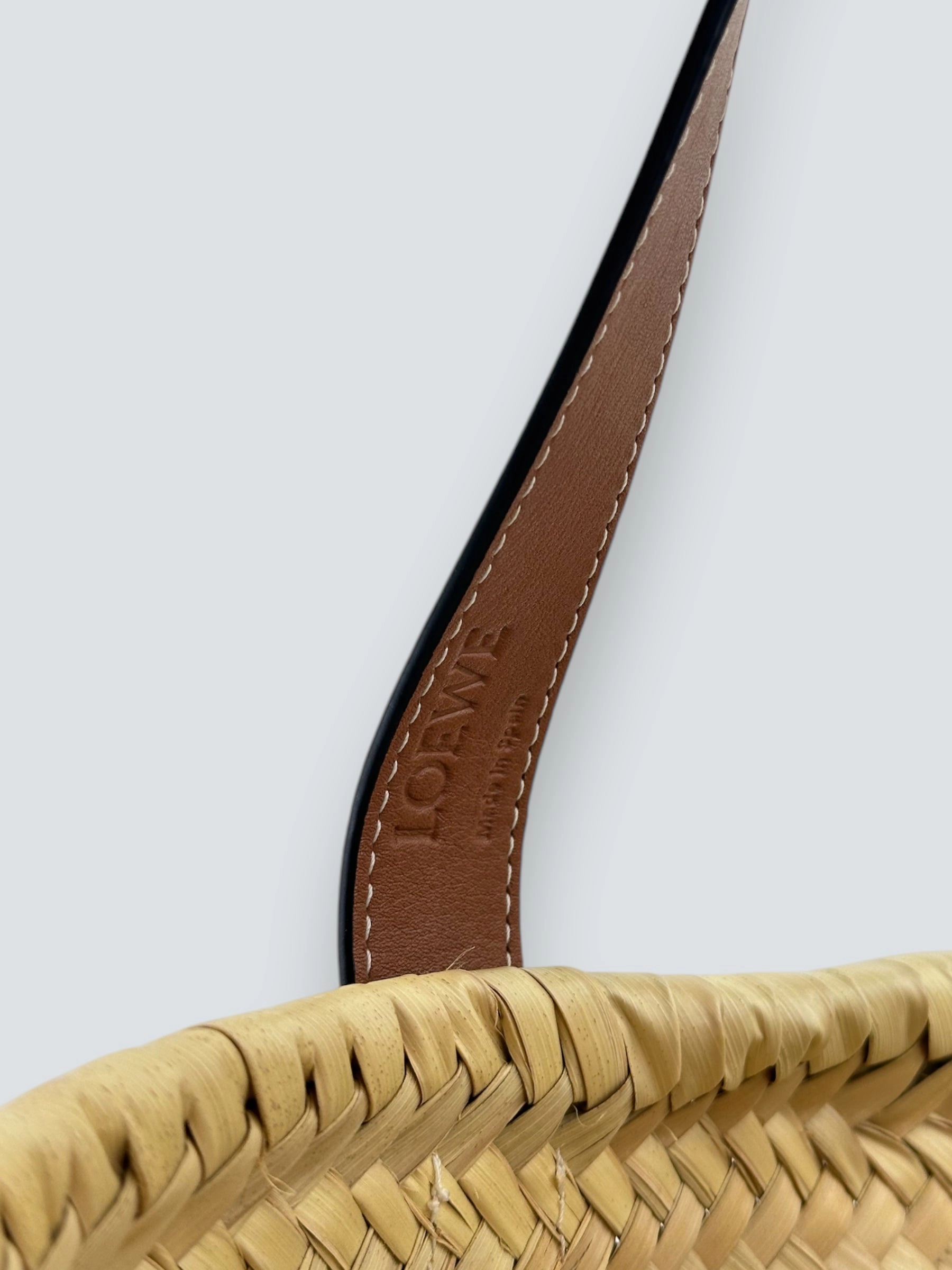 Loewe Straw & Brown Leather Basket Tote