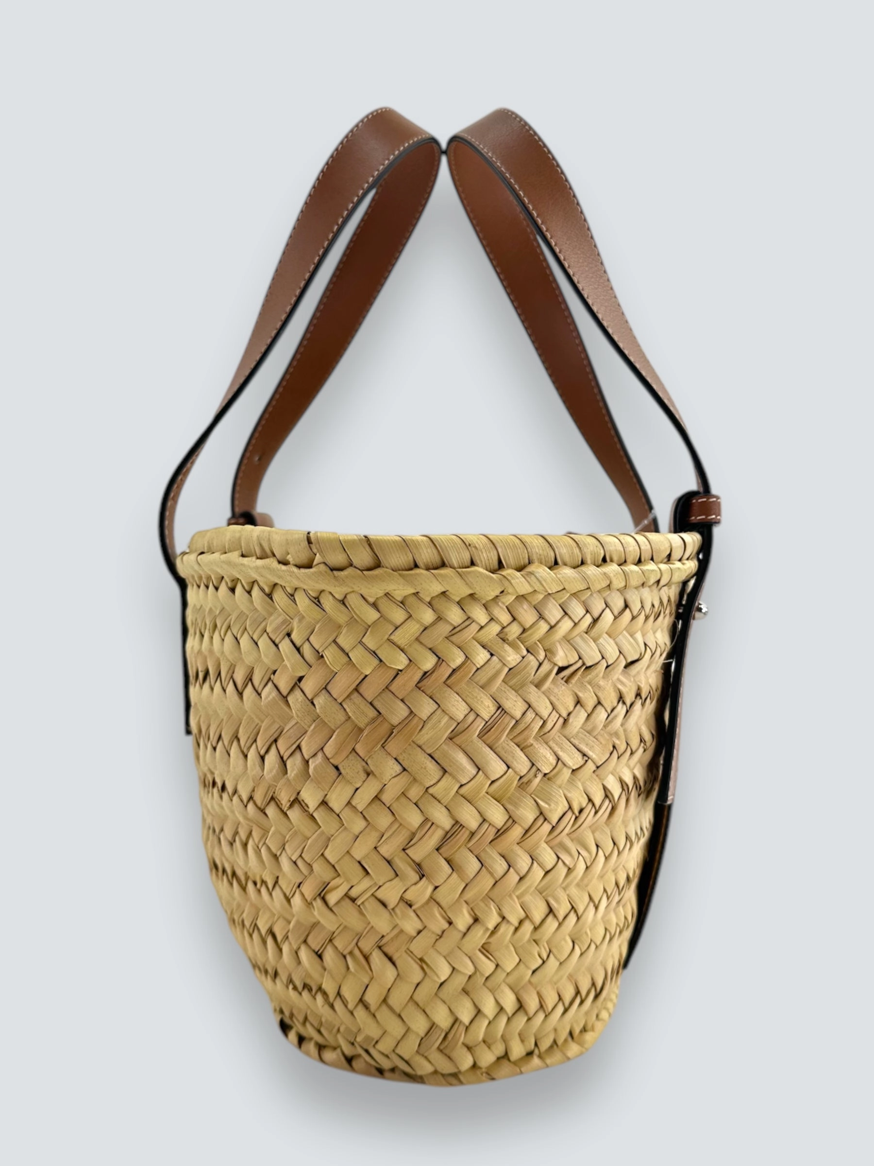 Loewe Straw & Brown Leather Basket Tote