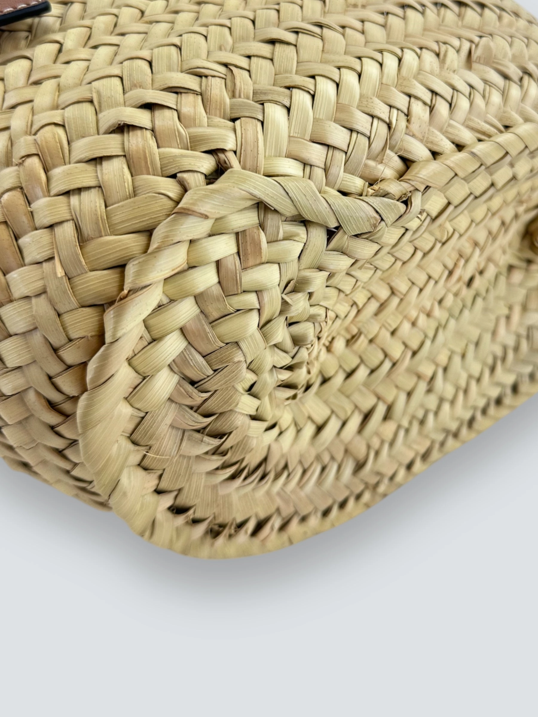 Loewe Straw & Brown Leather Basket Tote