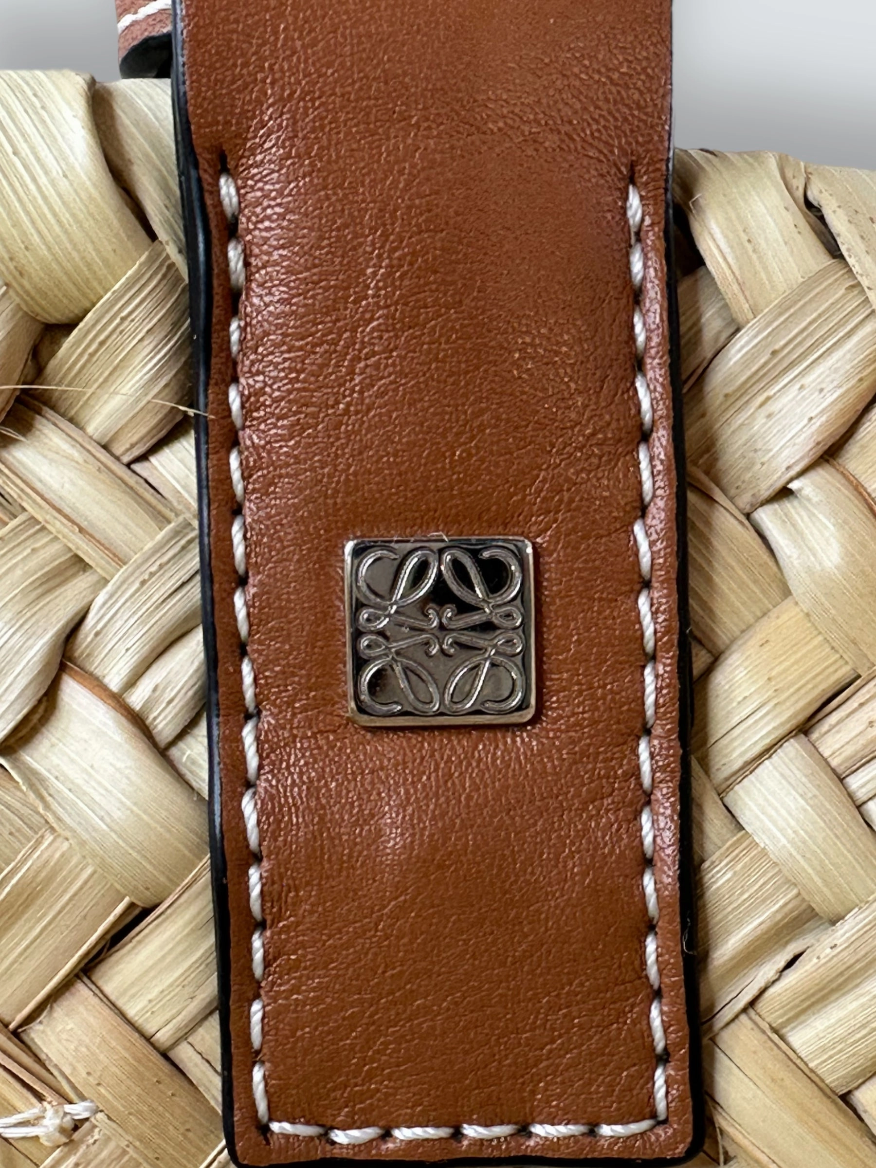 Loewe Straw & Brown Leather Basket Tote