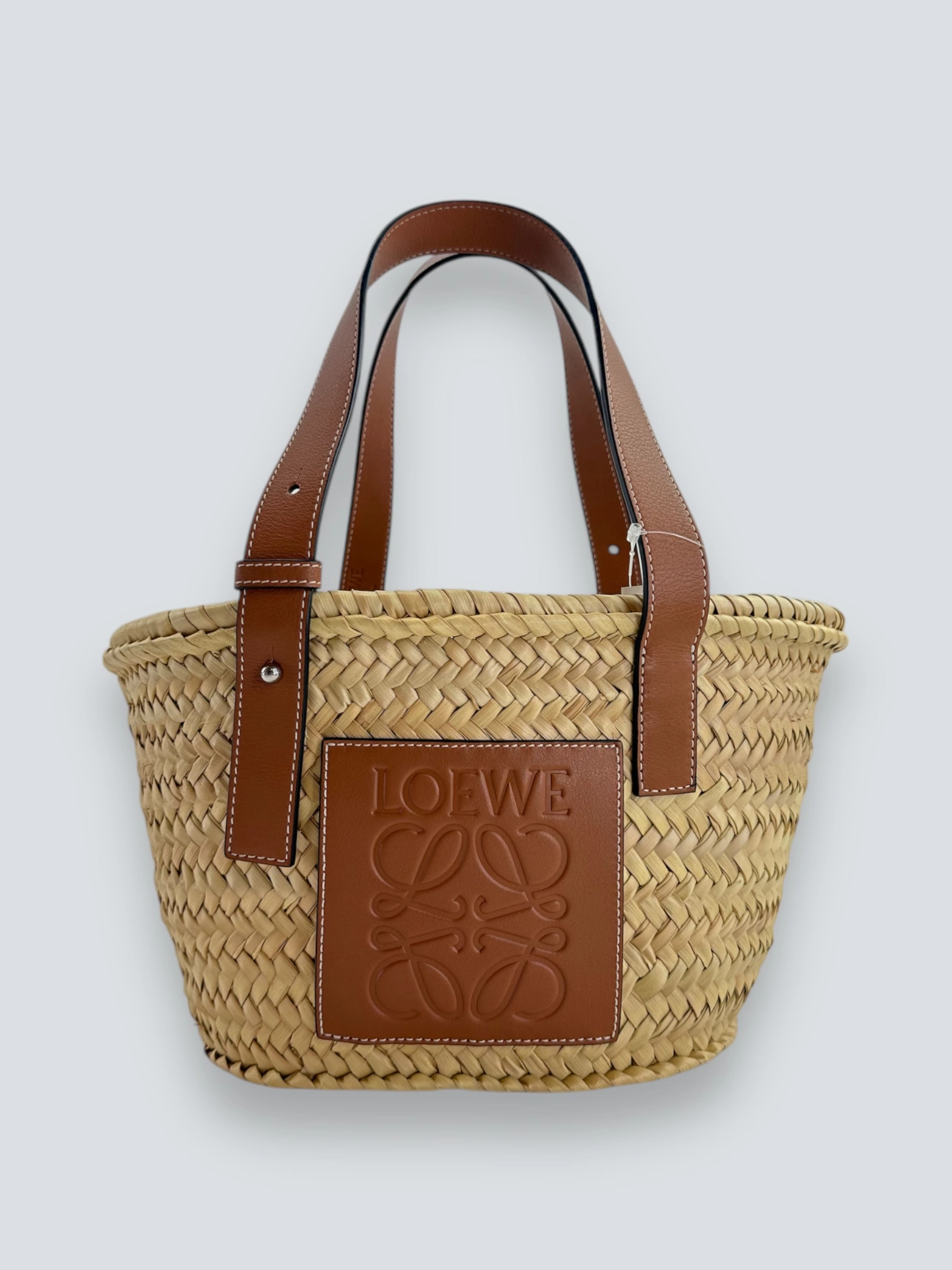 Loewe Straw & Brown Leather Basket Tote
