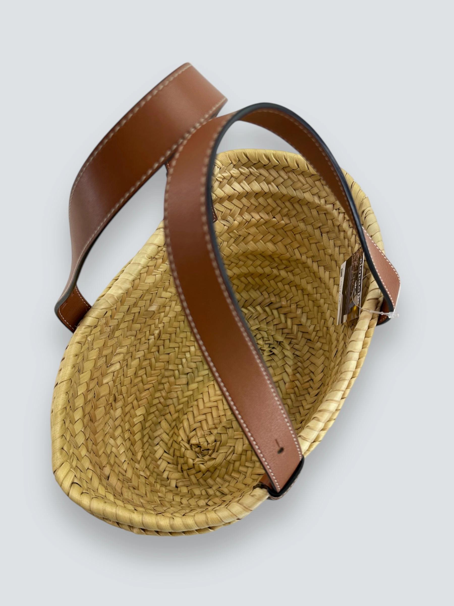 Loewe Straw & Brown Leather Basket Tote