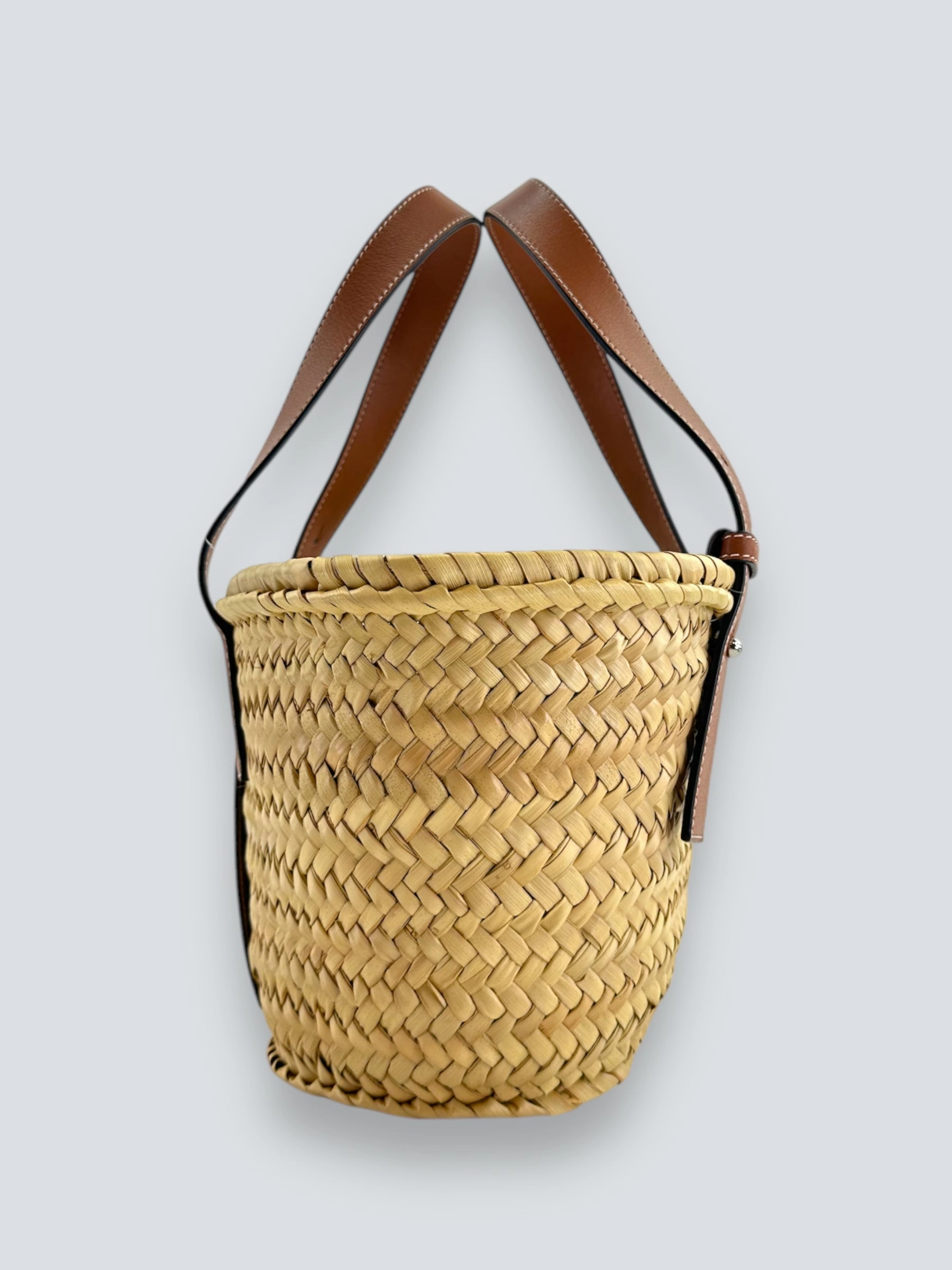 Loewe Straw & Brown Leather Basket Tote