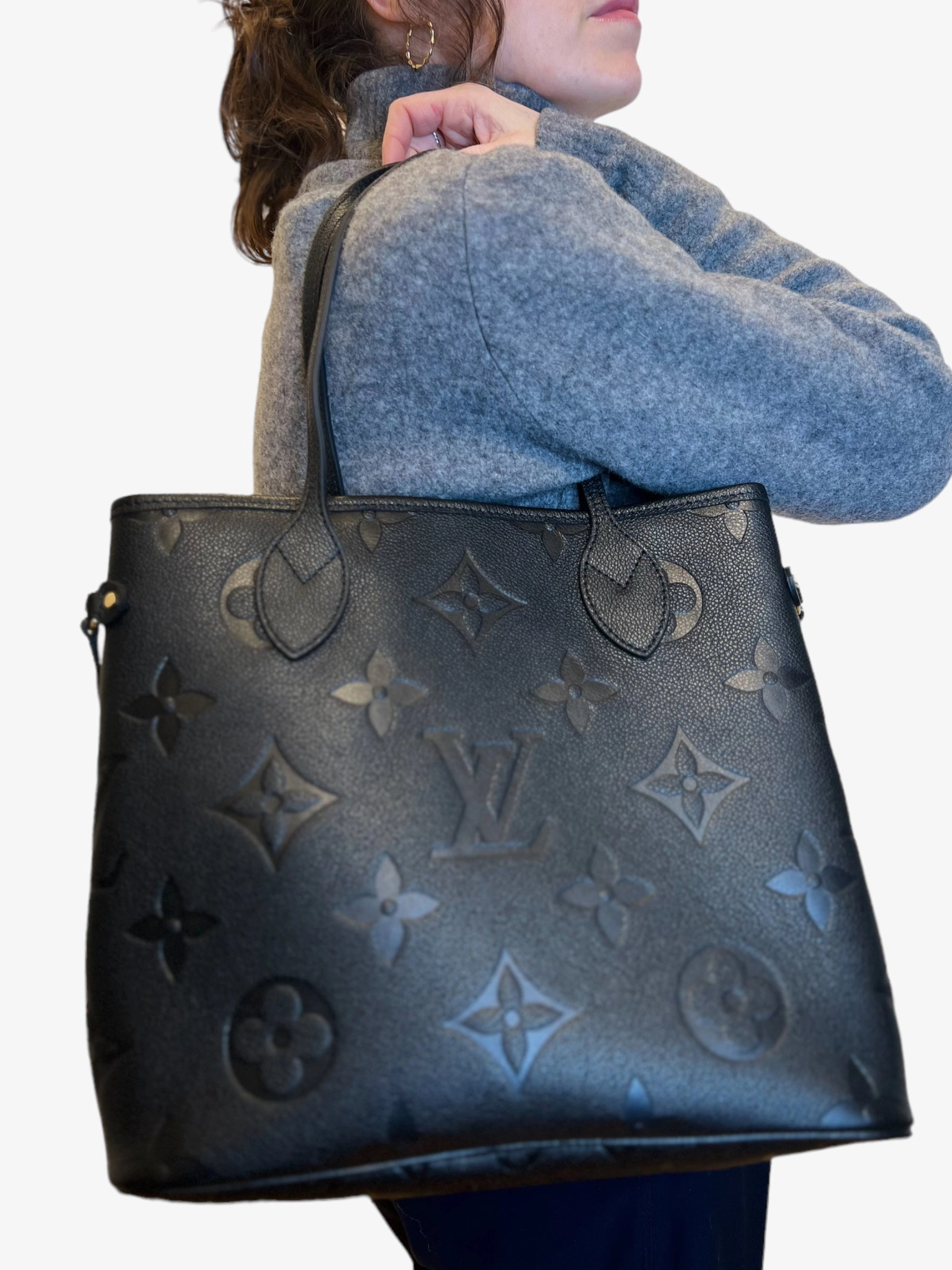 Louis Vuitton Black Empreinte Leather Neverfull MM