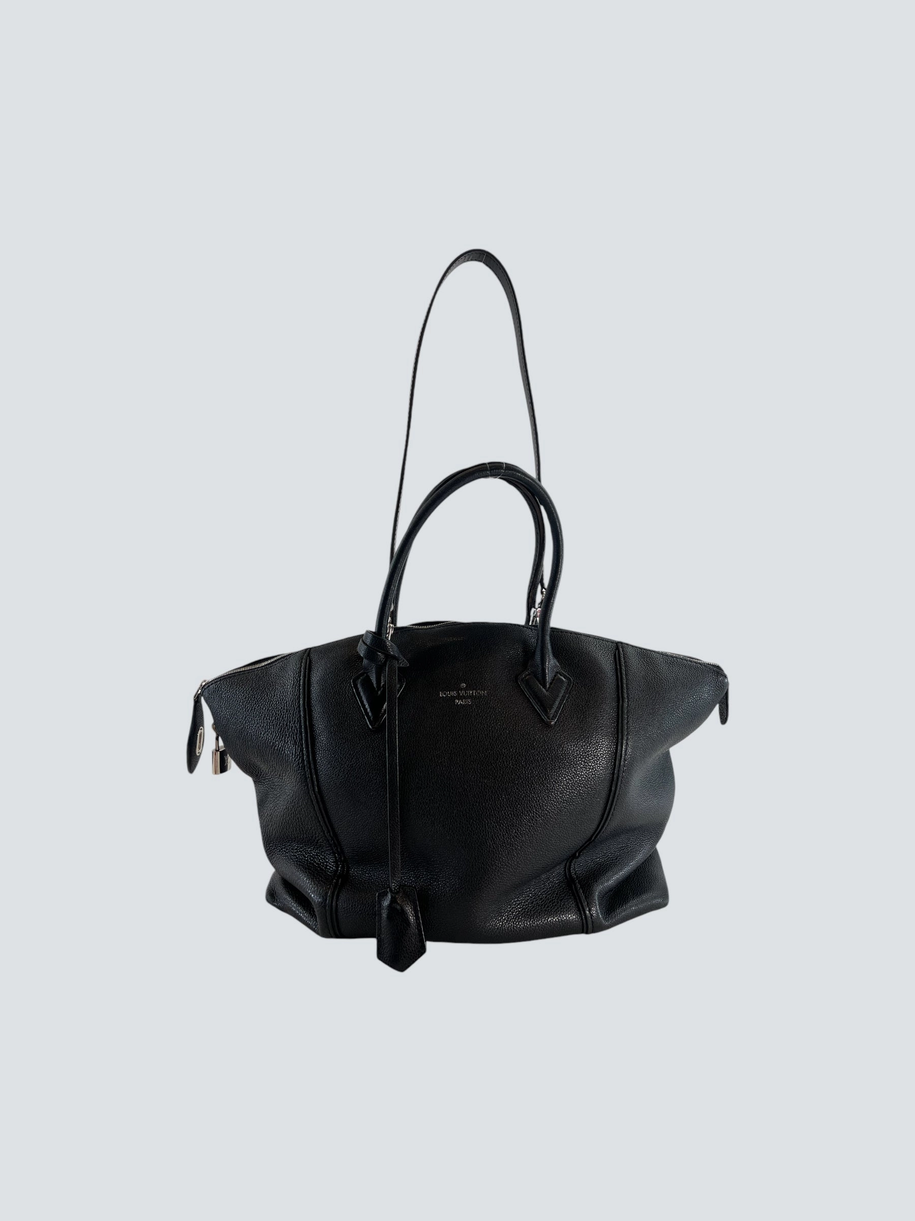 Louis Vuitton Black Leather Lockit Tote Handbag