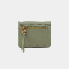 Lumen Mini Wallet In Pebbled Leather - Watercress