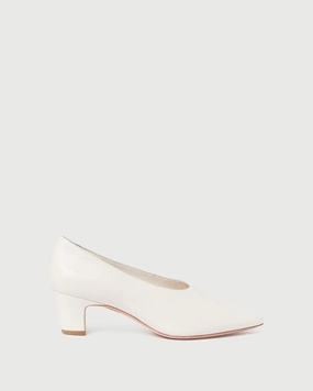 Maeve Ecru Leather Low Pump