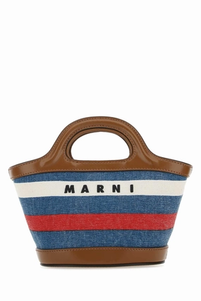 Marni Tropicalia Logo Embroidered Striped Tote Bag