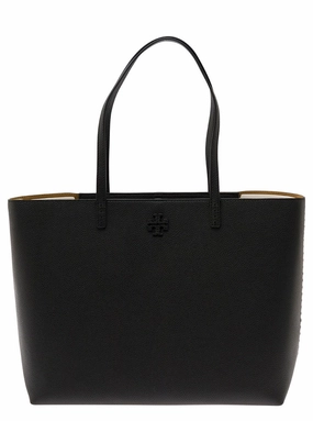 Mcgraw' Black Tote Bag Wit Double T Detail