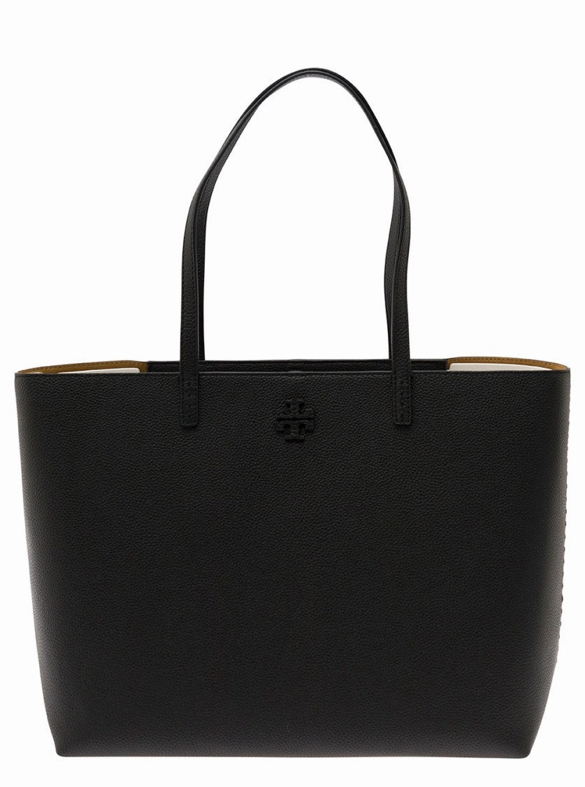 Mcgraw' Black Tote Bag Wit Double T Detail