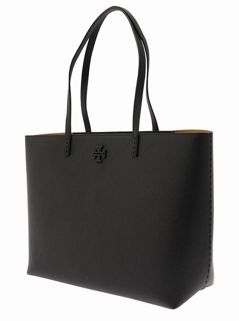 Mcgraw' Black Tote Bag Wit Double T Detail