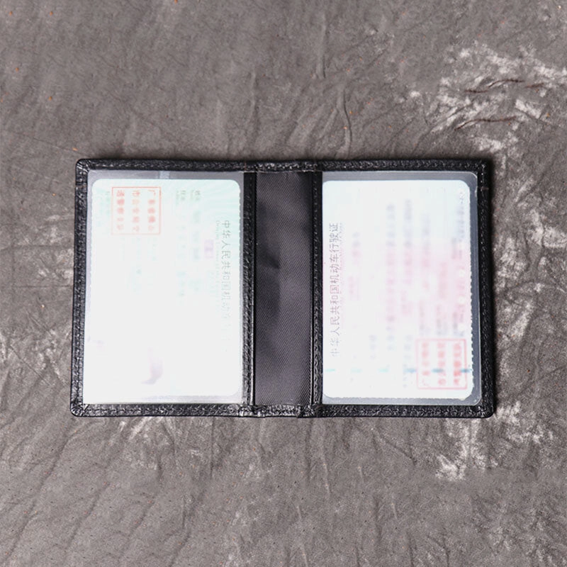 Men Genuine Leather Cowhide Multi-slot Card Case License Pocket Card Holder Wallet