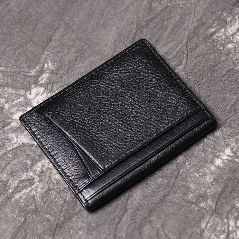 Men Genuine Leather Cowhide Multi-slot Card Case License Pocket Card Holder Wallet