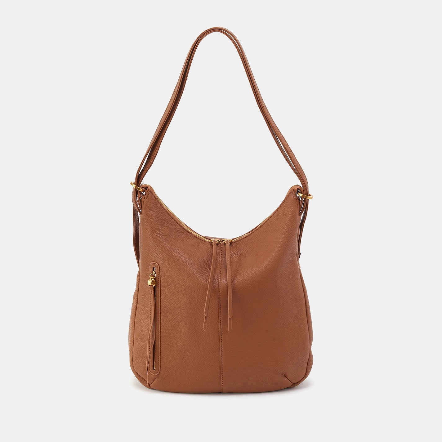 Merrin Convertible Backpack In Pebbled Leather - Warm Honey