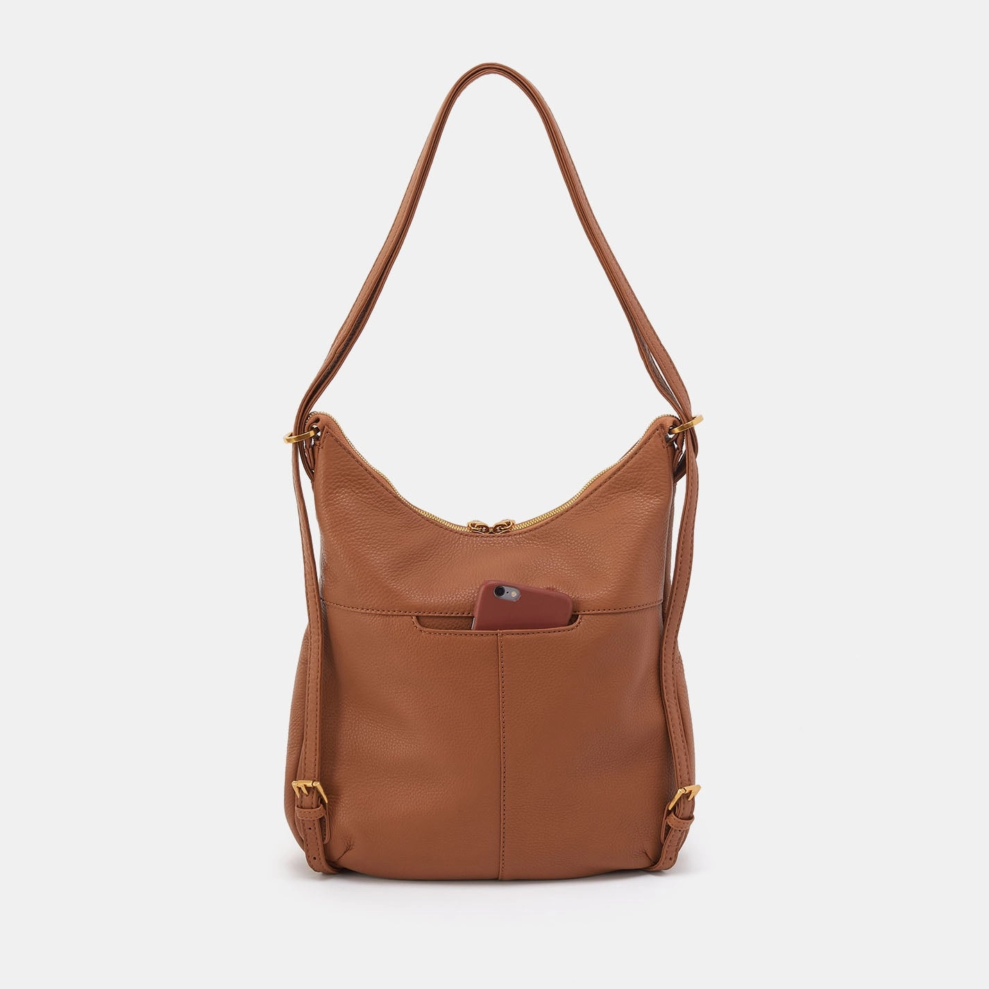 Merrin Convertible Backpack In Pebbled Leather - Warm Honey