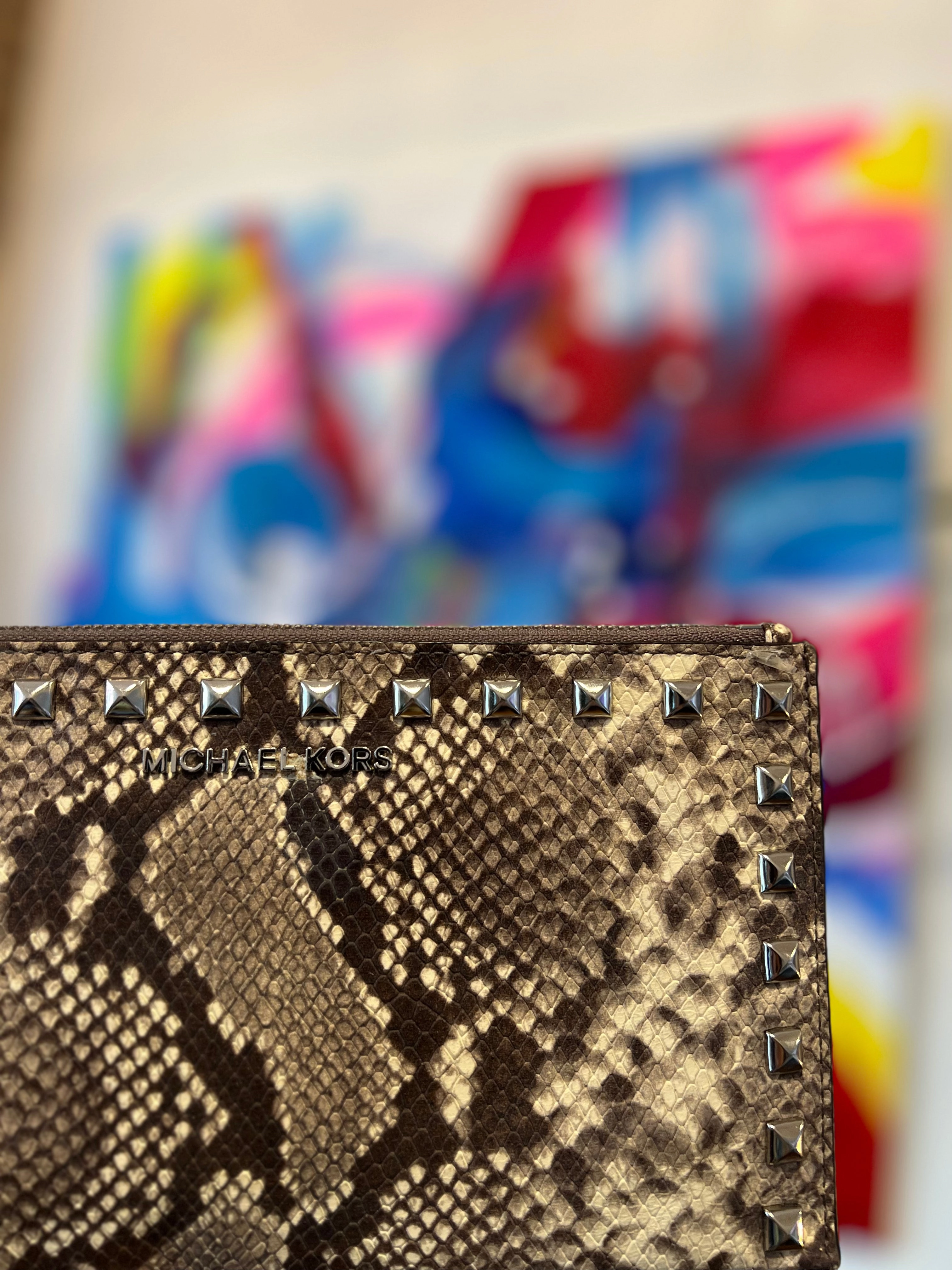 Michael Kors Snakeskin Leather Clutch