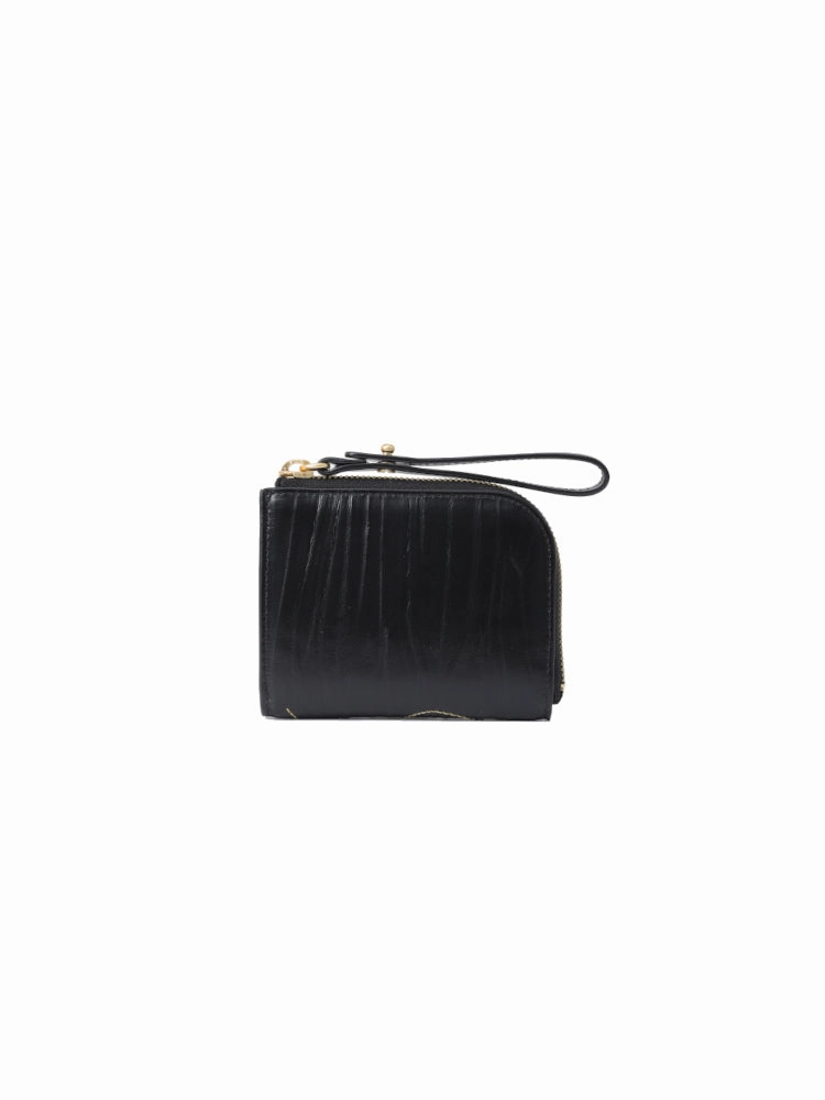 Mickey Mouse Black Embroidered Short Wallet
