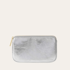 Millie Pouch | Metallic Silver with Gold hardware