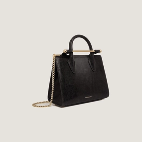 Mini Tote - Lizard-Embossed Leather Black