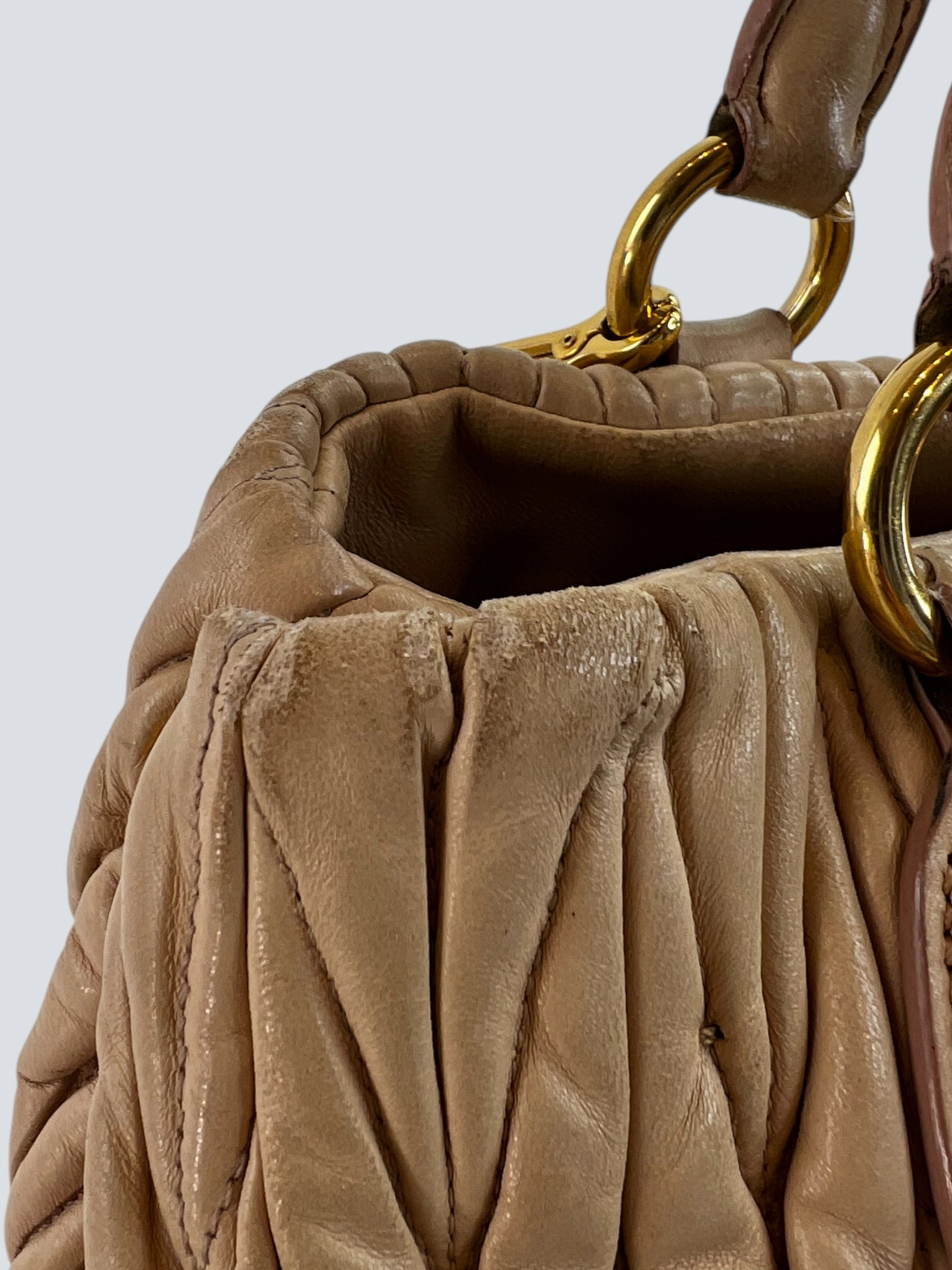 MiuMiu Cream Matelassé Leather Tote