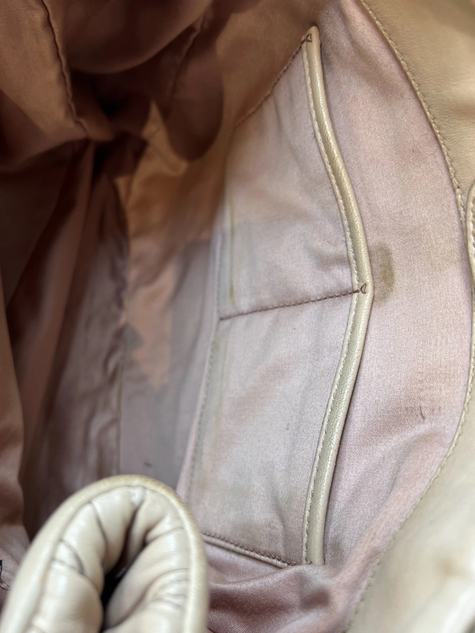 MiuMiu Cream Matelassé Leather Tote
