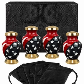 Modern American Flag Keepsake Urn for Human Ashes - Set Of 4
