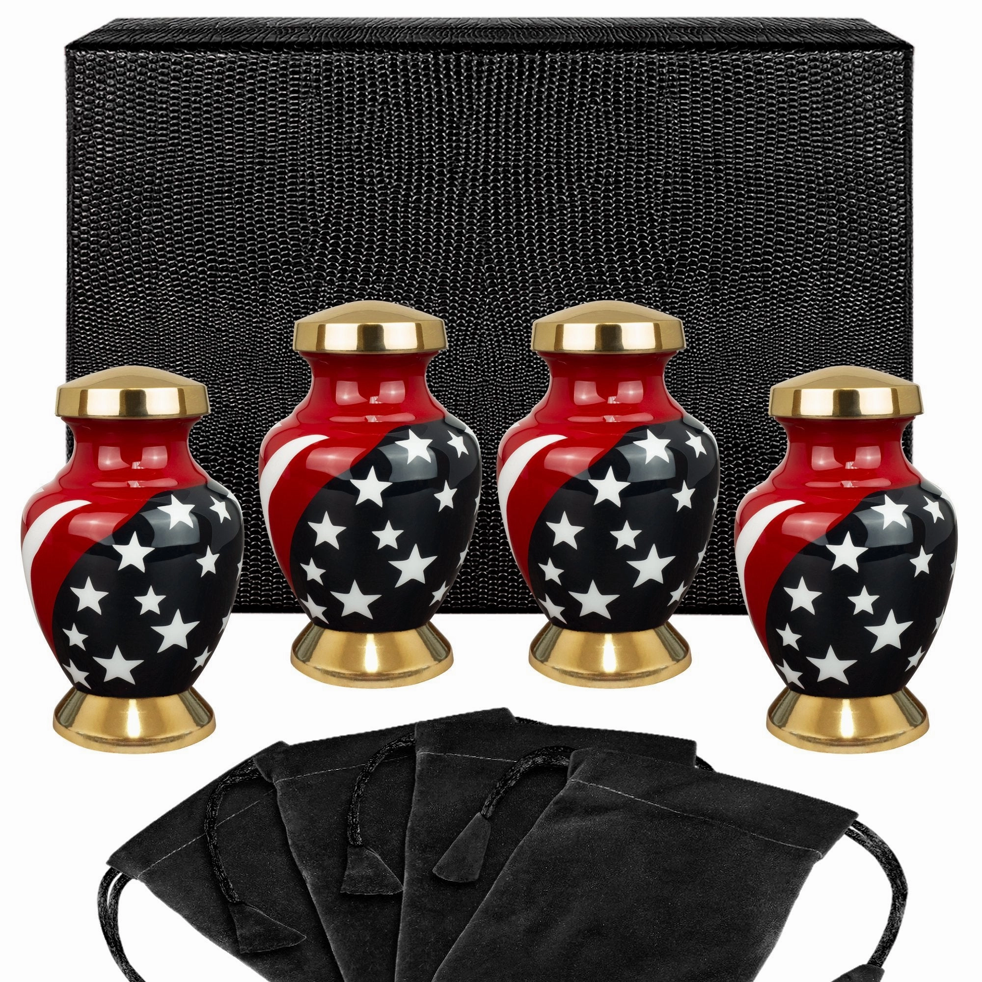 Modern American Flag Keepsake Urn for Human Ashes - Set Of 4