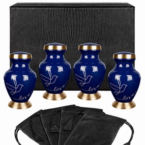 Modern Love Dark Blue Keepsake Urns for Human Ashes - Set of 4