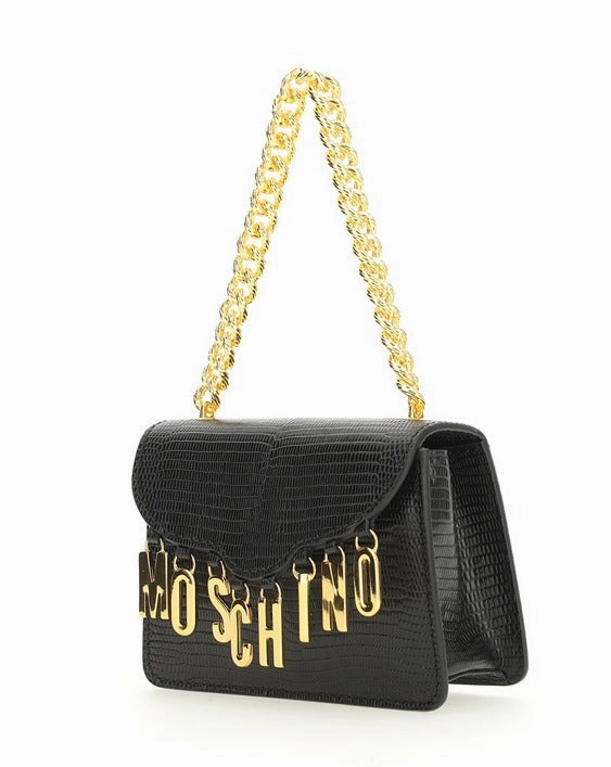 Moschino Logo Plaque Chained Mini Shoulder Bag