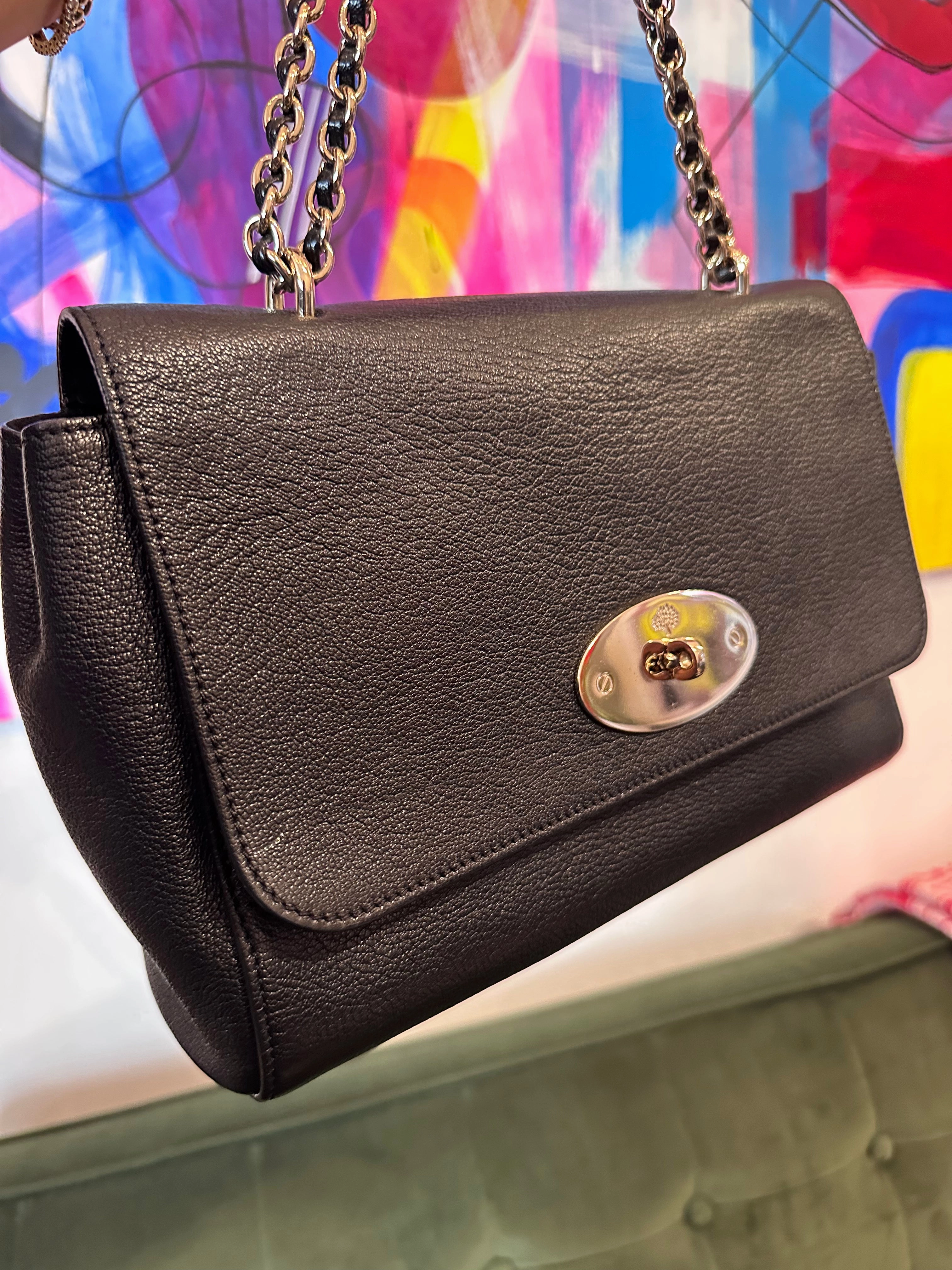 Mulberry Black Leather Lily Crossbody