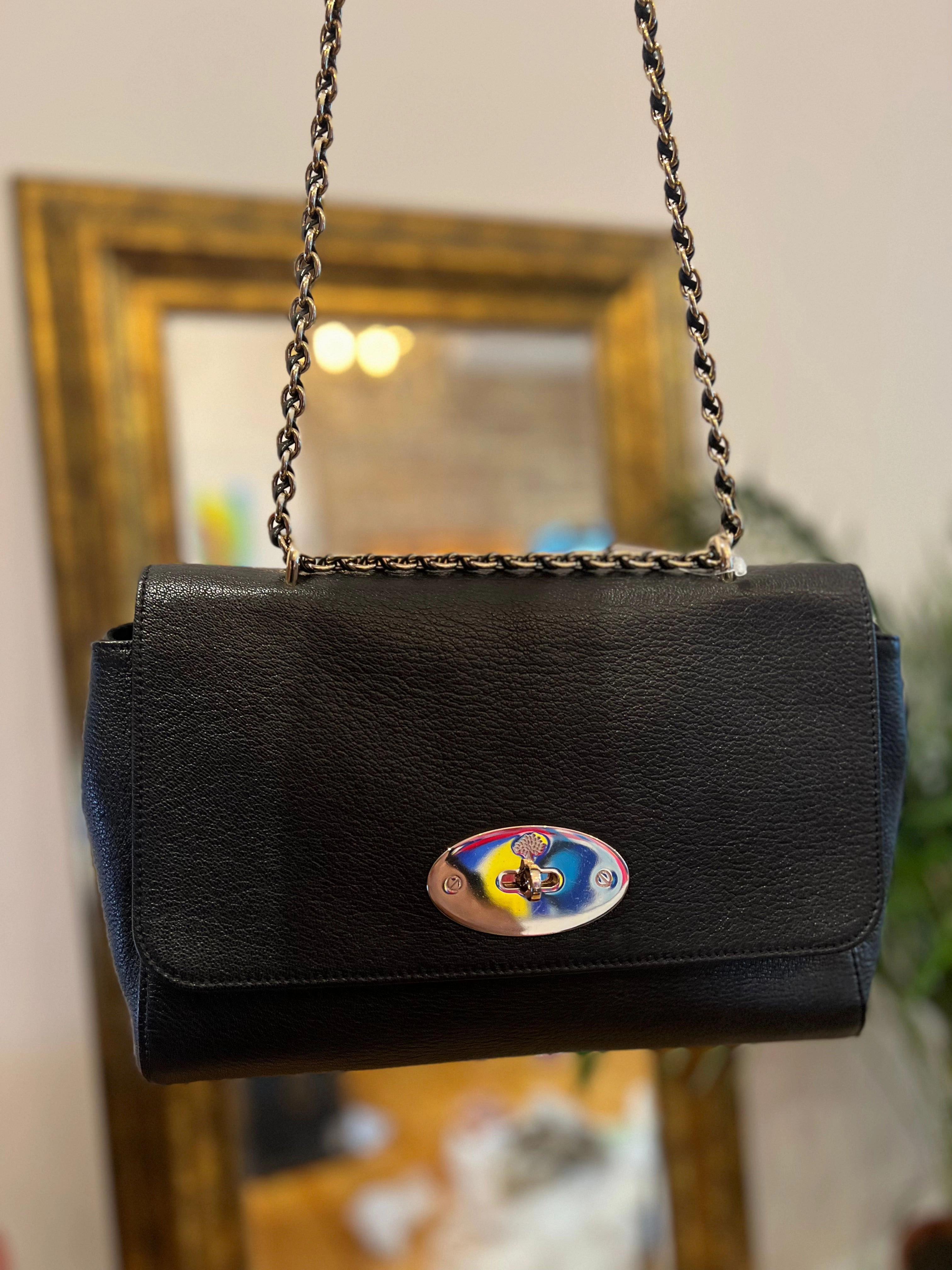 Mulberry Black Leather Lily Crossbody